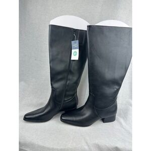Universal Thread Women Black Tall Dress Boots Square Toe Block Heel Size 9.5 NEW